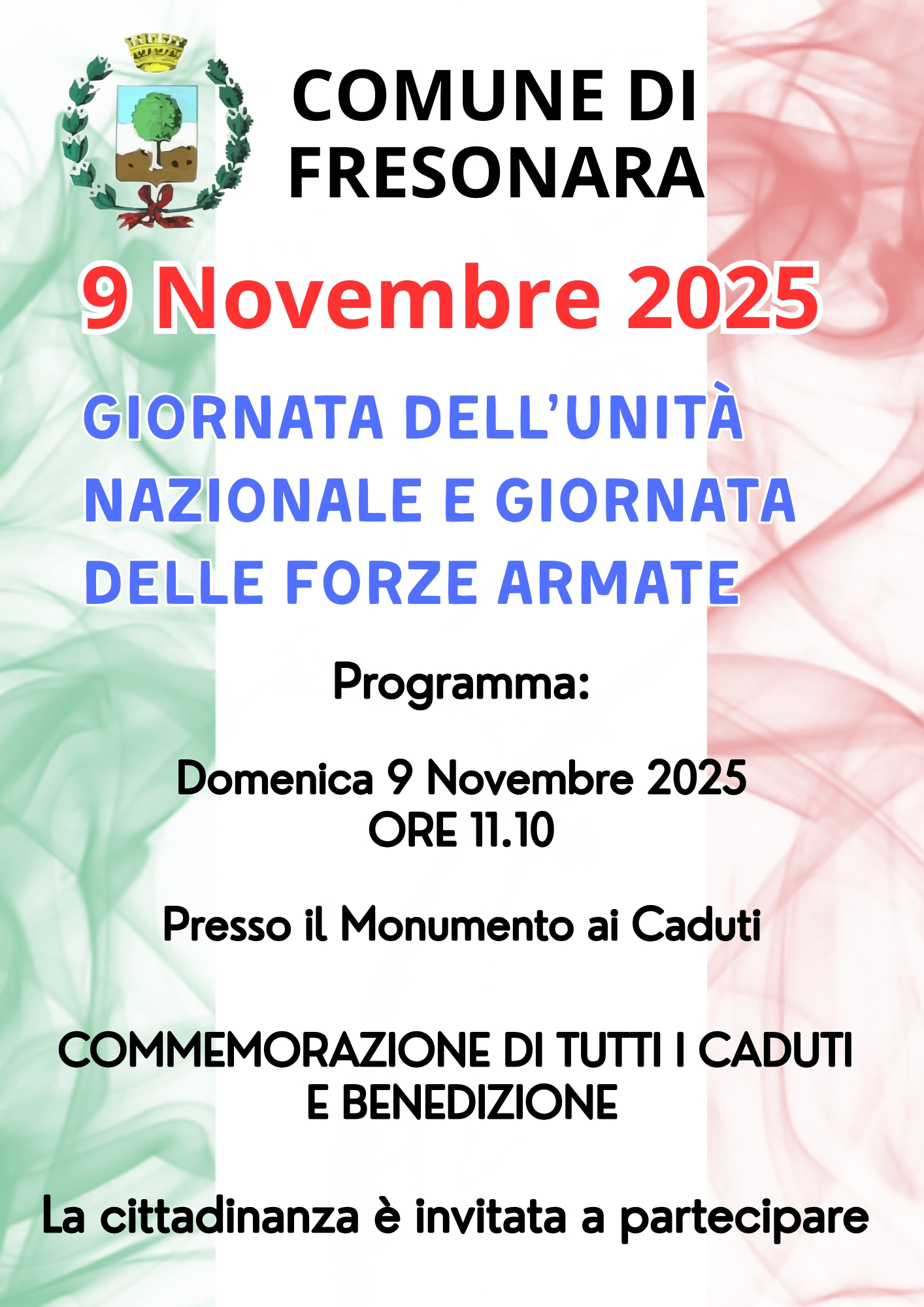 Commemorazione dei Caduti – Domenica 9 Novembre ore 11.10